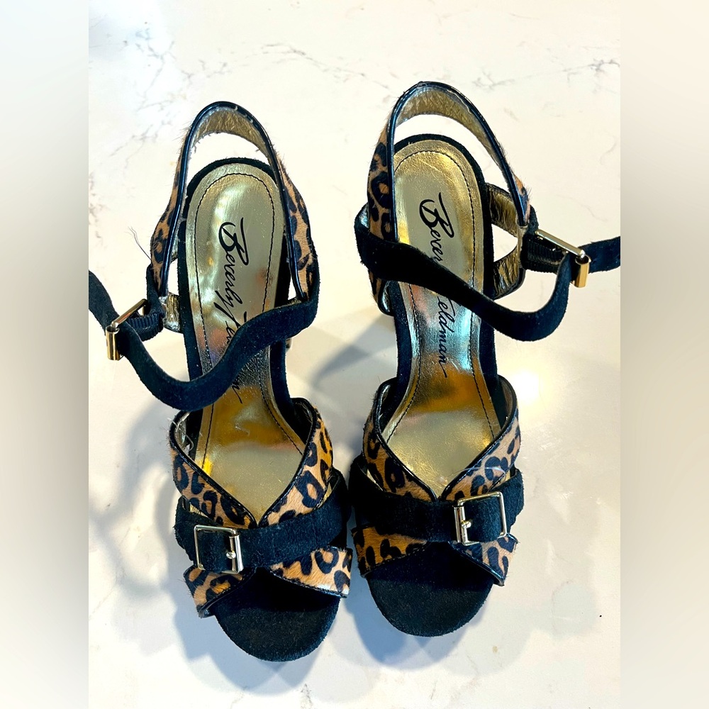 New Beverly Feldman Leopard Animal Print Heels Size 7M
